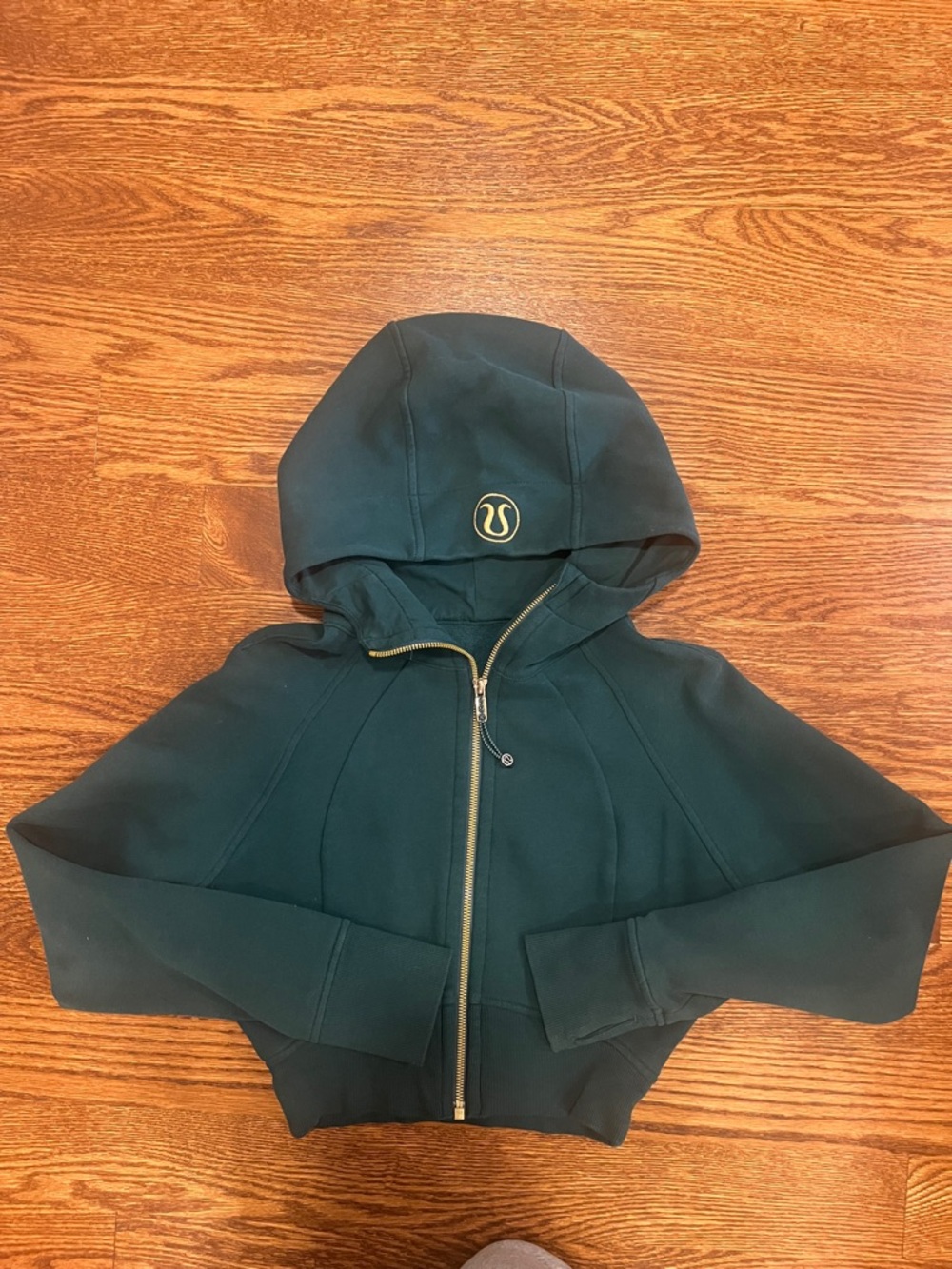 lululemon athletica Kids Dark Green Zip Hoodie with Gold Accent
